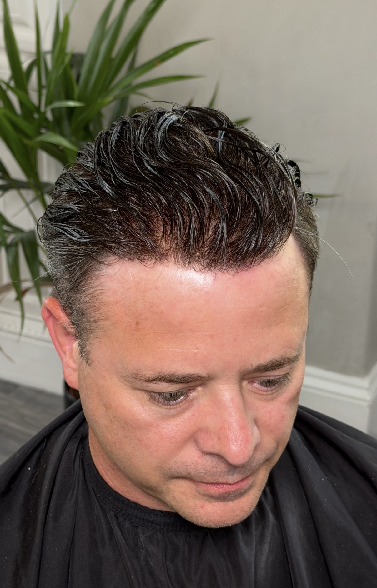 Styled ultra-realistic hair replacement result